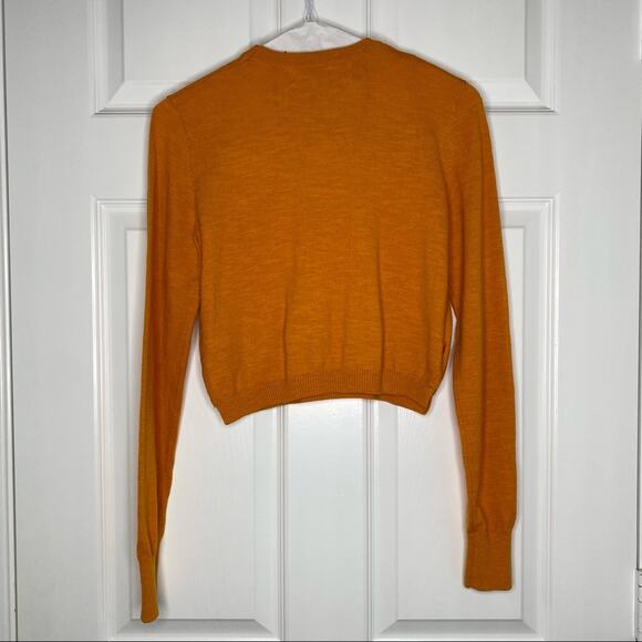 FREE PEOPLE FP Beach Womens Crew Neck Crop Sweater Top in Golden Orange Size XS - Picture 5 of 8